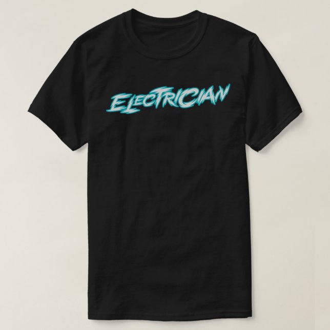 Camiseta Texto Azul Neon Eletrônico (Frente do Design)
