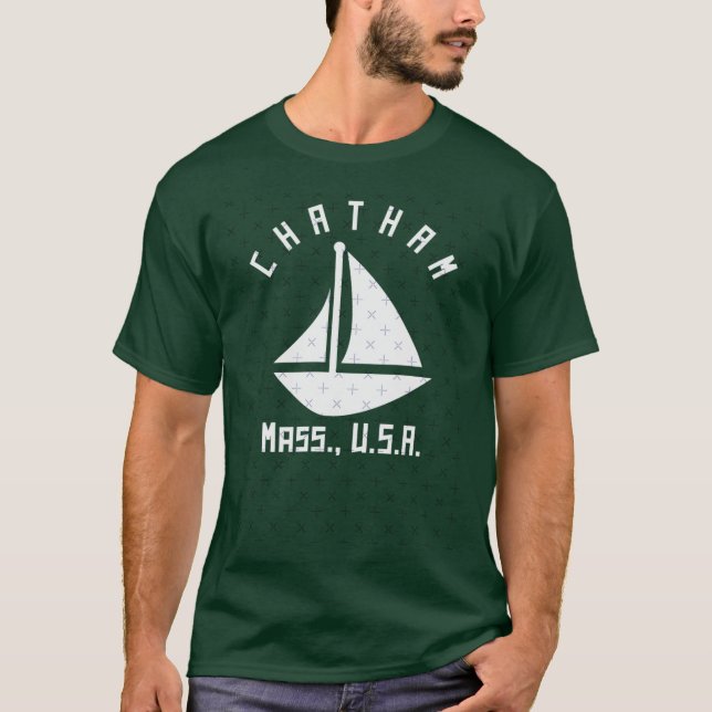 Camiseta Texto Branco A do Barco de Navegação de Chatham Ma (Frente)