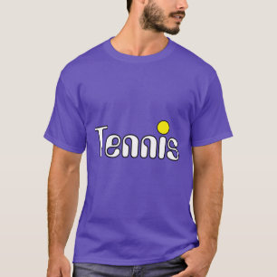 Camiseta Texto Branco Amarelo-TÊNIS em Roxo De Diversão Leg