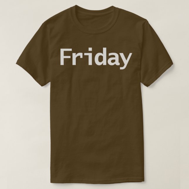 Camiseta Texto Branco da Tipografia Mínima Sexta-feira (Frente do Design)
