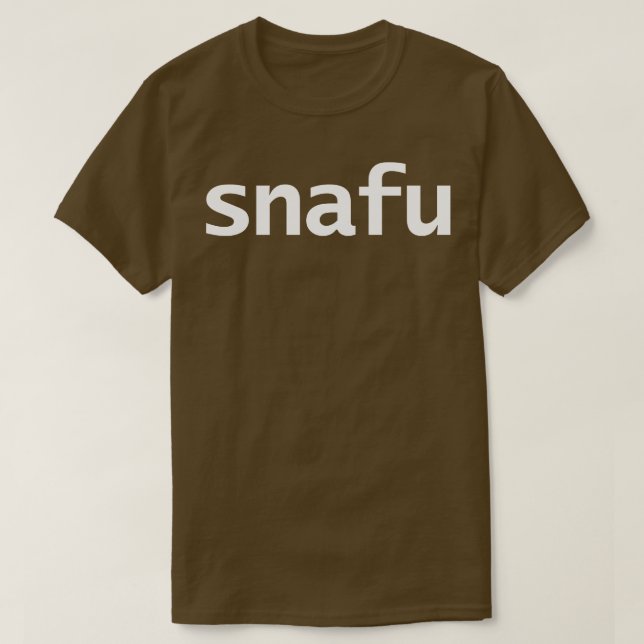 Camiseta Texto Branco da Tipografia Mínima Snafu (Frente do Design)