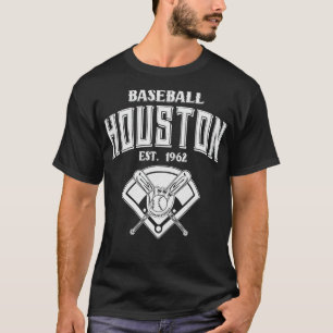Camiseta Texto Branco De Houston Baseball Est 1962 Vintage