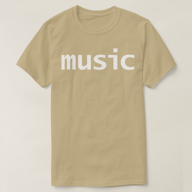Camiseta Texto Branco de Música com Tipografia Mínima (Frente do Design)