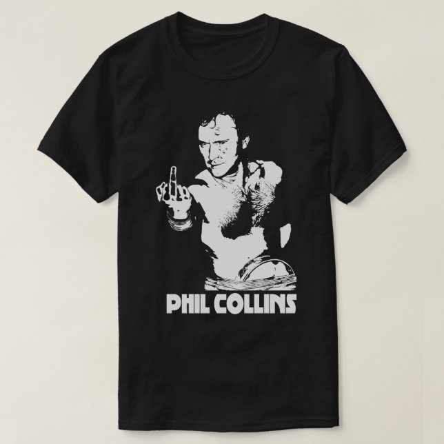Camiseta Texto branco do Phil Collin (Frente do Design)