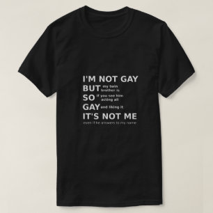 Camiseta Texto Branco Gay LGBTQ Engraçado Dizendo Gay-Pres