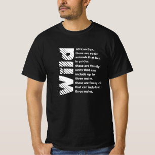 Camiseta Texto branco l impressão do leão africano selvag