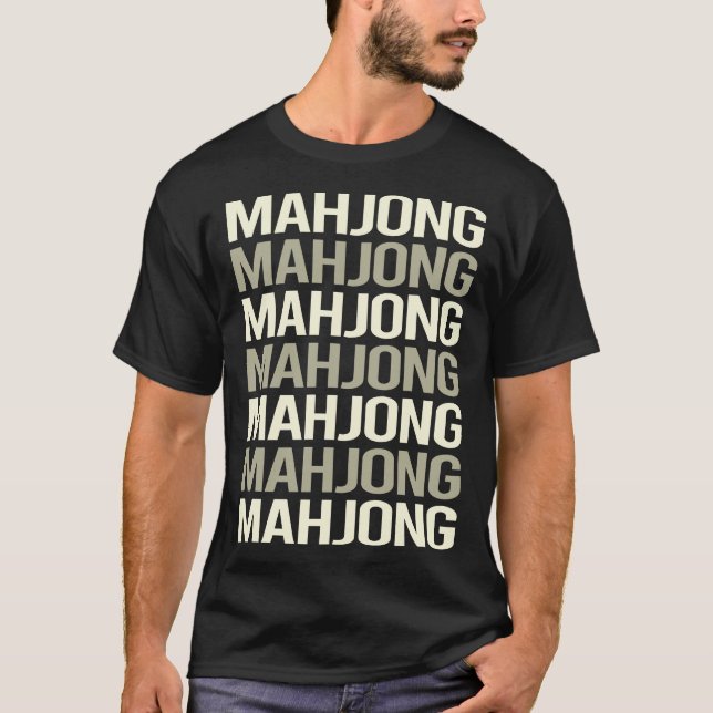 Camiseta Texto Branco Mahjong Majong Mah Jong Mah Jongg (Frente)