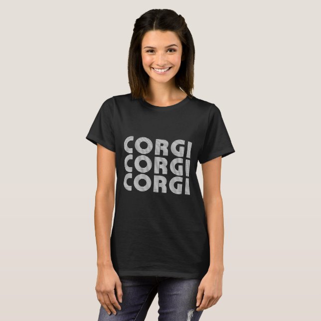 Camiseta Texto Branco Moderno do Corgi (Frente Completa)