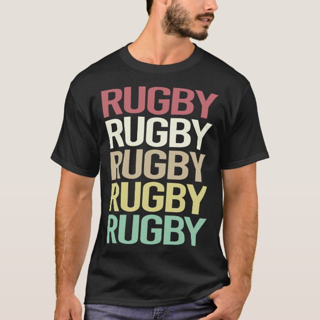 Camiseta Texto Colorido de Rugby (Frente)