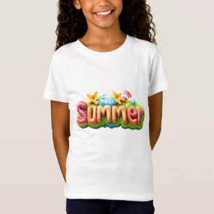 Camiseta Texto Colorido de Verão