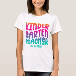 Camiseta Texto Colorido do Professor do Jardim do Infância