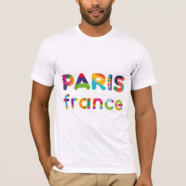 Camiseta Texto colorido Paris França (Frente)