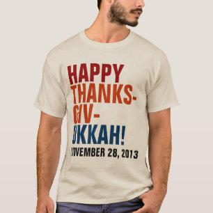Camiseta Texto corajoso de Thanksgivukkah 2013 felizes