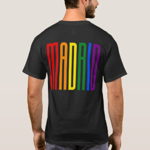 Camiseta Texto cotovelo colorido LGBTQ Madrid Orgulho gay L