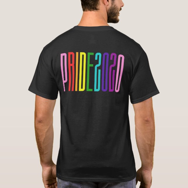 Camiseta Texto cotovelo colorido LGBTQ Orgulho gay 2020 (Verso)