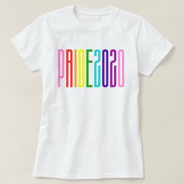 Camiseta Texto cotovelo colorido LGBTQ Orgulho gay 2020 (Frente do Design)