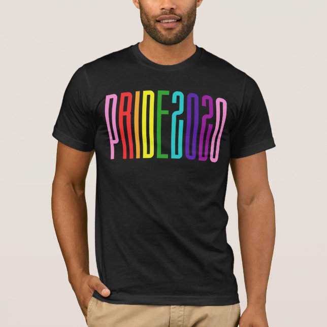 Camiseta Texto cotovelo colorido LGBTQ Orgulho gay 2020 (Frente)