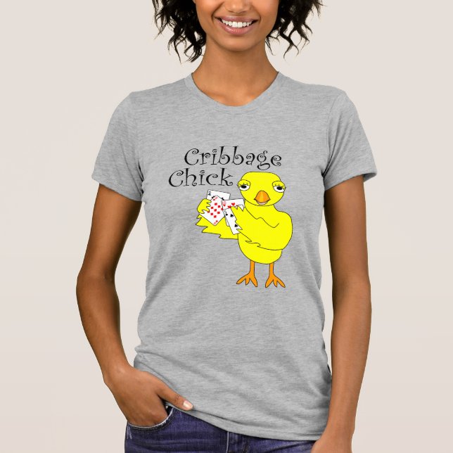 Camiseta Texto Curvo do Pintinho de Cribbage (Frente)