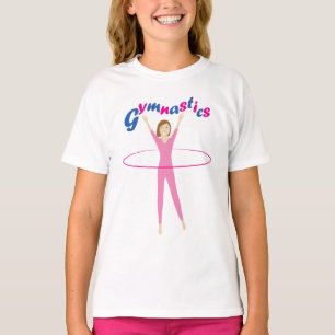 Camiseta Texto da ginástica do divertimento com a menina
