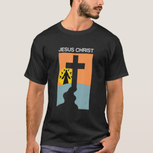 Camiseta Texto da Linha do Cristo Cruzado de Jesus Moderno