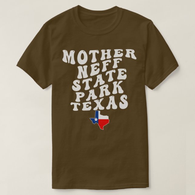 Camiseta Texto da Madre Neff State Park Texas Retro Wavy 19 (Frente do Design)