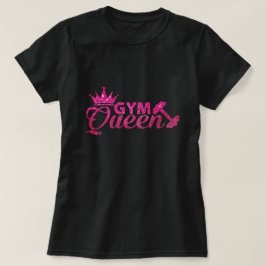 Camiseta Texto da rainha do ginásio faux rosa-rosa-quente e