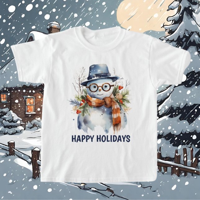 Camiseta Texto de adição da aquarela de Natal esfestiva (Criador carregado)