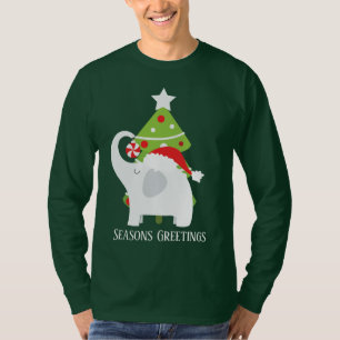 Camiseta Texto de adição de elefante branco de Natal Fest