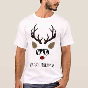 Camiseta Texto de adição de renas de Natal festivas