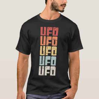 Camiseta Texto De Alienígena Ufo Retroativo 70S