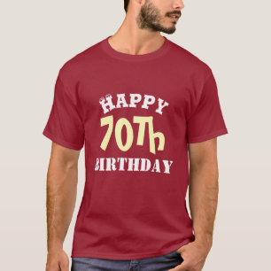 Camiseta Texto de aniversário de 70 feliz personalizável