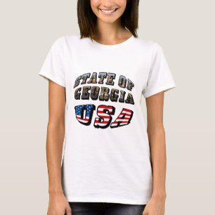 Camiseta Texto de bandeira do Estado da Geórgia e dos EUA