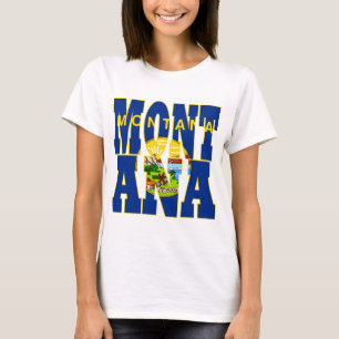 Camiseta texto de bandeira do estado de Montana