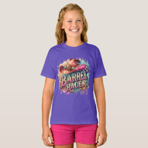 Camiseta Texto De Barrel Racer Com O Hat Ocidental