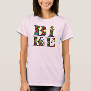 Camiseta Texto de bicicleta cheio de coração