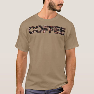 Camiseta texto de café com textura de café