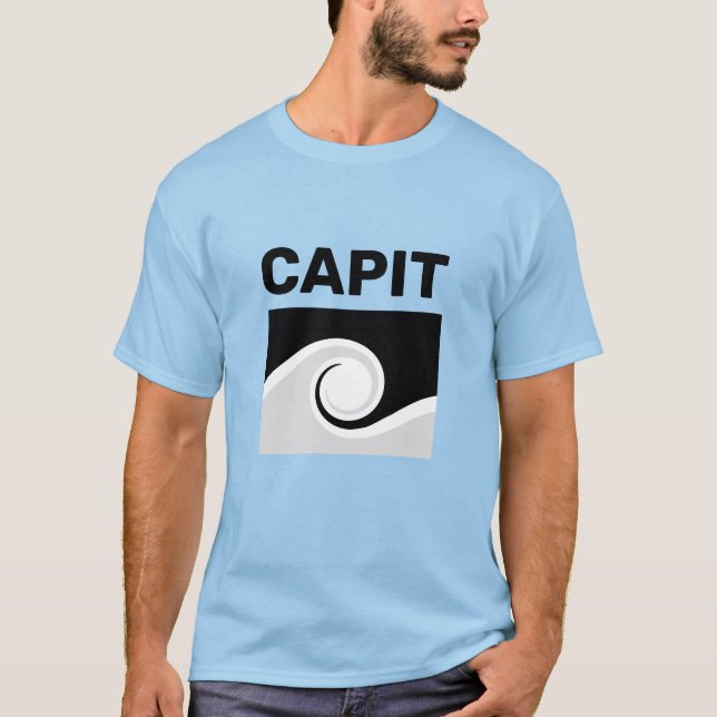 Camiseta Texto de Captura Negrito e Ondas de Abstrato (Frente)