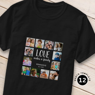 Camiseta Texto de Citação de Amor da Família Colagem de Ima