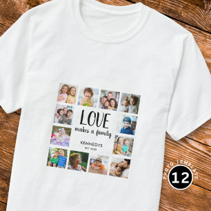 Camiseta Texto de Citação de Amor da Família de Colagem de 