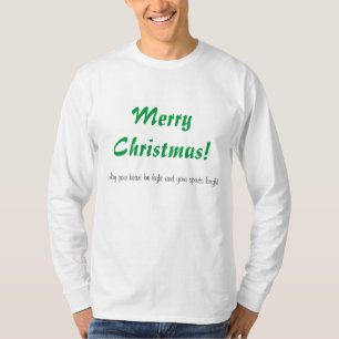 Camiseta Texto de Desejos de Natal Impresso Manga Longa Bás