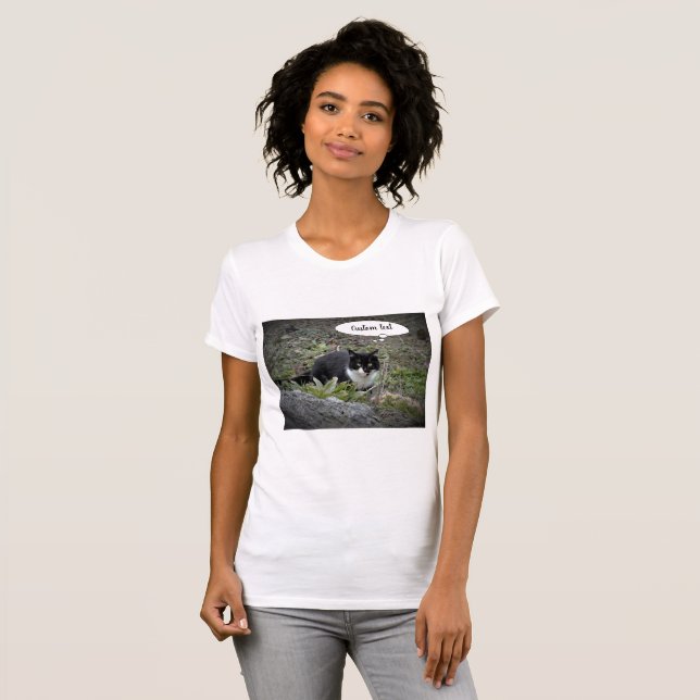 Camiseta Texto de Foto Cat T-Shirt (Frente Completa)