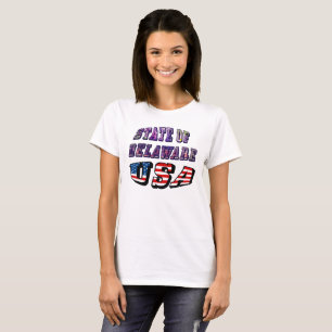 Camiseta Texto de Foto e Sinalizador do Estado de Delaware