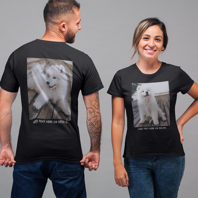 Camiseta Texto de Foto Personalizado Duplo Lado (Criador carregado)