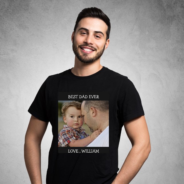 Camiseta Texto de Fotografia Personalizada do Melhor Pai Nu (Criador carregado)