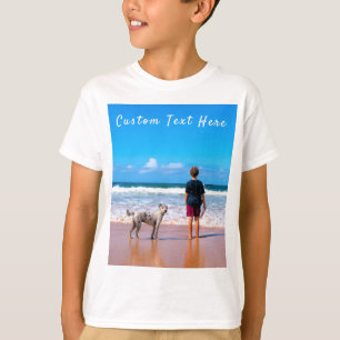 Camiseta Texto de Fotografia Personalizado e Camisa-T com F