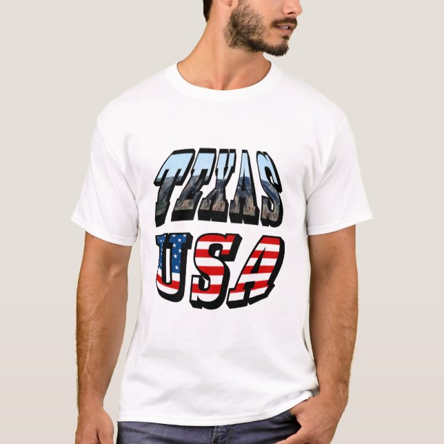 Camiseta Texto de Imagem e Sinalizador do Texas (Frente)