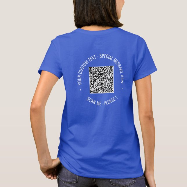 Camiseta  Texto de informações de código QR moderno T-Shirt (Verso)
