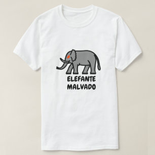 Camiseta Texto de Mau elefante e espanhol elefante malvado