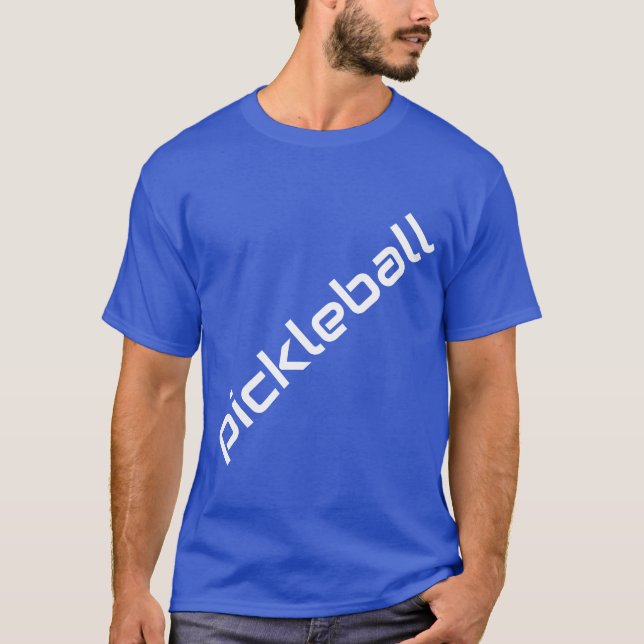 Camiseta Texto De PICKLEBALL Branco Diagonal Em Azul Real P (Frente)