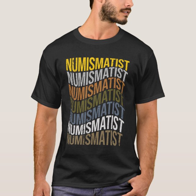 Camiseta Texto de Repetição Numismatista (Frente)